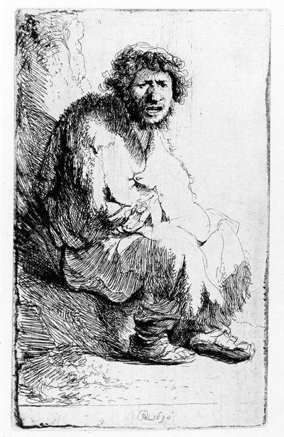 Beggar Seated on a Bank by Rembrandt van Rijn